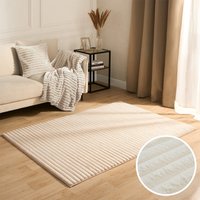 OHS Faux Fur Ribbed Rug, Natural - 160 x 230cm