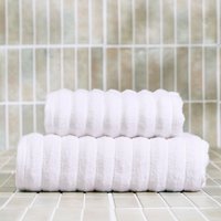 OHS 100% Cotton Ribbed Textured Hand Towel - White