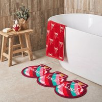 OHS Shake Your Baubles Slogan Christmas Bath Mat - Multi
