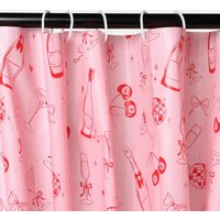 OHS Illustrated Bow Print Shower Curtain - Pink