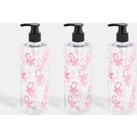 OHS Candy Cane Print Dispenser Bottles, Clear/Pink - 3 Pack