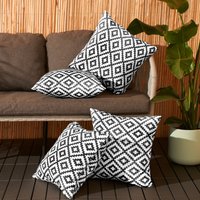 OHS Geo Print Water Resistant Outdoor Cushion Covers with Cushion Pads, 4 Pack - Black/White