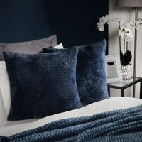 OHS 2 Pack Waffle Fleece Cushion Covers, Navy - 45 x 45cm