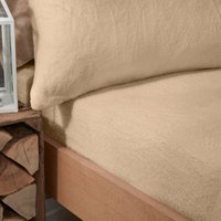 OHS Teddy Fleece Fitted Sheet, Sand Beige - Double