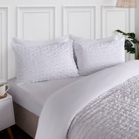 OHS Geometric Seersucker Duvet Set, White - Single