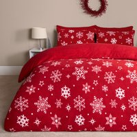 OHS Snowflake Teddy Duvet Set, Red - King
