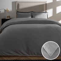 OHS Piped Edge Duvet Set, Grey/White - Double