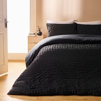 Online Home Shop Get 18% Discount on OHS Geometric Seersucker Duvet Set in Black Double