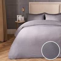 OHS Waffle Textured Duvet Cover Set, Grey - Single