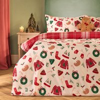 OHS Christmas Novelty Duvet Set, Cream -Double