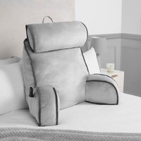 OHS Piped Edge Cuddle Cushion With Head Rest - Grey