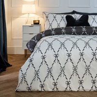 OHS Bow Ribbon Print Reversible Duvet Cover Set, Monochrome - Single