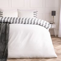 Online Home Shop Get 20% Discount on OHS Stripe Edge Duvet Set in WhiteGrey Double