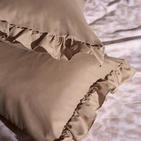 OHS Plain Dyed Frill Edge Pillowcases - Natural
