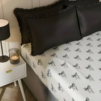 OHS Bow Print Fitted Sheet, Monochrome - King