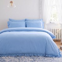 OHS Frill Edge Duvet Cover Set, Dusky Blue - Double