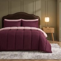 OHS Coverless 10.5 Tog Reversible Duvet Set, Plum/Blush - King