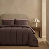 OHS Coverless 10.5 Tog Reversible Duvet Set, Coffee/Natural - King