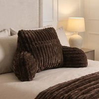 OHS Ribbed Faux Fur Cuddle Cushion with Heatable Pocket - Coffee