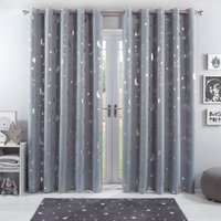 OHS Star Kids Eyelet Blackout Curtains, Silver Grey - 117 x 182cm (46 x 72")"