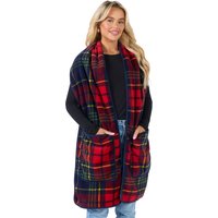 OHS Oxford Check Fleece Pocket Scarf - Navy/Red