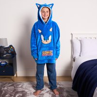 OHS Kids Sonic Novelty Sherpa Hoodie Blanket - Blue