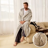 OHS Teddy Marl Dressing Gown Floor Length, Adults - Charcoal