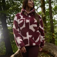 OHS Teddy Geometric Print Half Zip Fleece, Burgundy/White - Small/Medium
