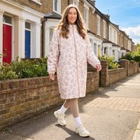 OHS Adults Water Resistant Leopard Print Sherpa Drying Robe, Beige - Large/Extra Large