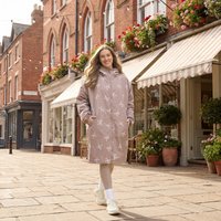 OHS Adults Water Resistant Bow Print Sherpa Drying Robe, Mink - Large/Extra Large