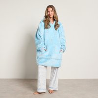 OHS Lattice Bow Print Hoodie Blanket - Blue