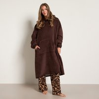 OHS Extra-Long Sherpa Hoodie Blanket - Brown