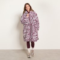 OHS Adults Water Resistant Zebra Print Sherpa Drying Robe, Burgundy - Small/Medium