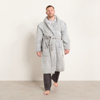 OHS Teddy Marl Dressing Gown - Black