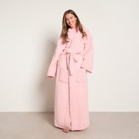 OHS Teddy Fleece Floor Length Dressing Gown - Blush