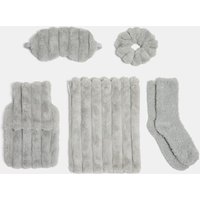 OHS Ribbed Hot Water Bottle Gift Set - Silver