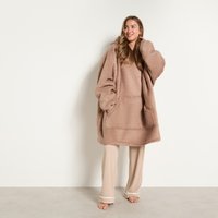 OHS Teddy Fleece Sherpa Reverse Hoodie Blanket - Mink