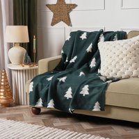OHS Christmas Tree Print Fleece Throw - Green