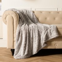 OHS Faux Fur Two Tone Throw - Natural