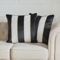 OHS Matte Velvet Stripe Print Cushion Covers, Mono - 45 x 45cm
