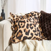 OHS Leopard Print Frill Cushion Covers, Natural - 45 x 45cm