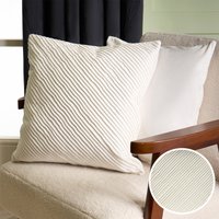OHS 2 Pack Pleated Velvet Cushion Covers, Cream - 45 x 45cm