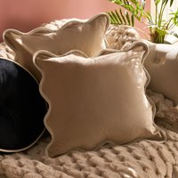 OHS 2 Pack Matte Velvet Scallop Edge Cushion Covers, 45 x 45cm - Natural/Cream