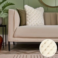 OHS Jumbo Waffle Fur Cushion Cover, White - 45 x 45cm