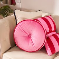 OHS Velvet Round Shaped Cushion - Pink/Red