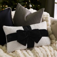 OHS Bow Wrapped Cushion - Monochrome