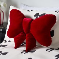 OHS Velvet Bow Shaped Cushion - Red