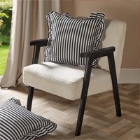 OHS 4 Pack Striped Print Frill Cushion Covers - Monochrome