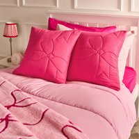 OHS Bow Print Quilted Cushion Covers, Hot Pink - 45 x 45cm