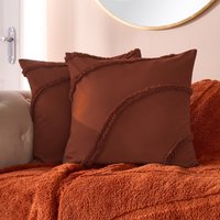 OHS Tufted Contour Cushion Covers, Rust - 45 x 45cm